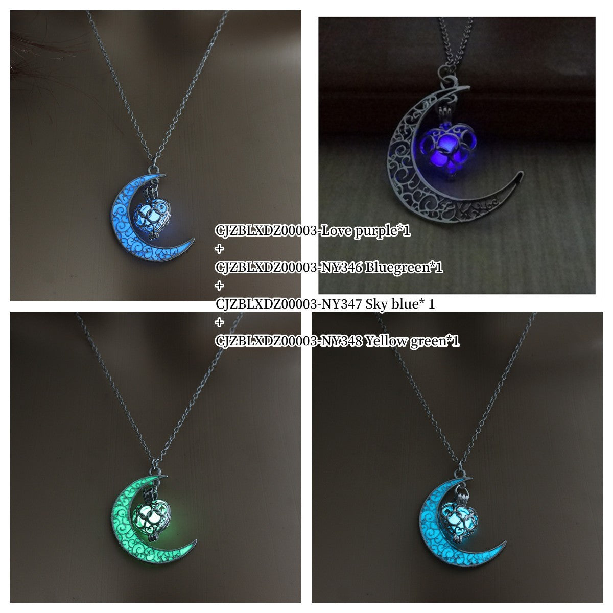 Glowing Pendant Necklace Silver Plated Chain Luminous Jewelry Gift for Women