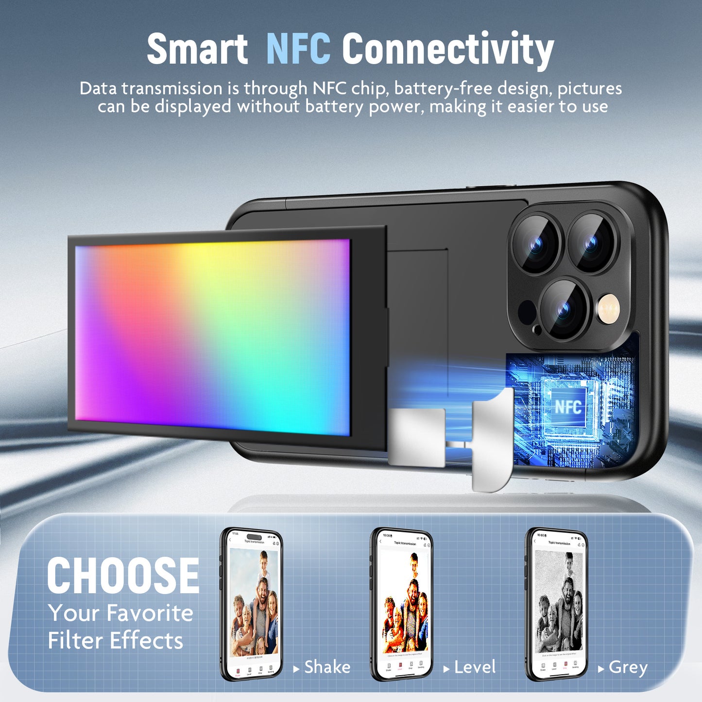 iPhone 15 Pro Max NFC E-Ink Screen Flip Case Smart DIY Custom Cover