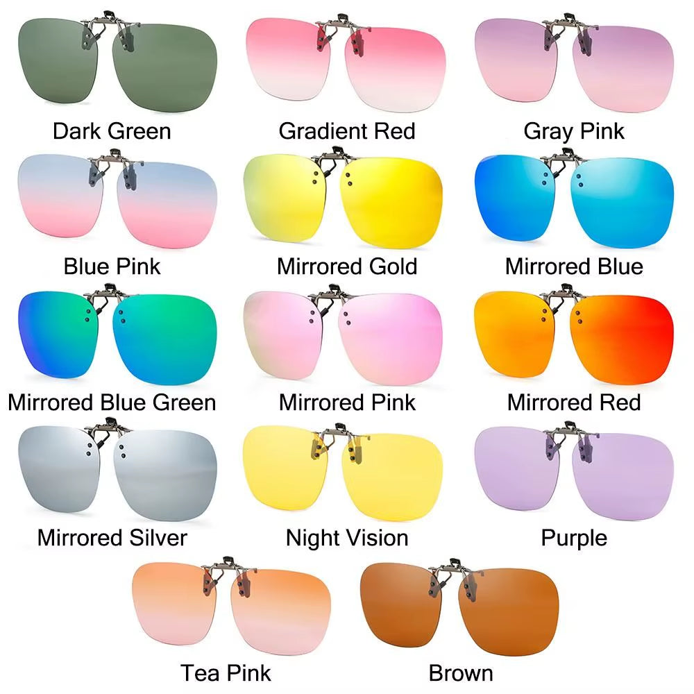 Clip On Polarized Rimless Flip Up Sunglasses UV400 Free Shipping Includes Case