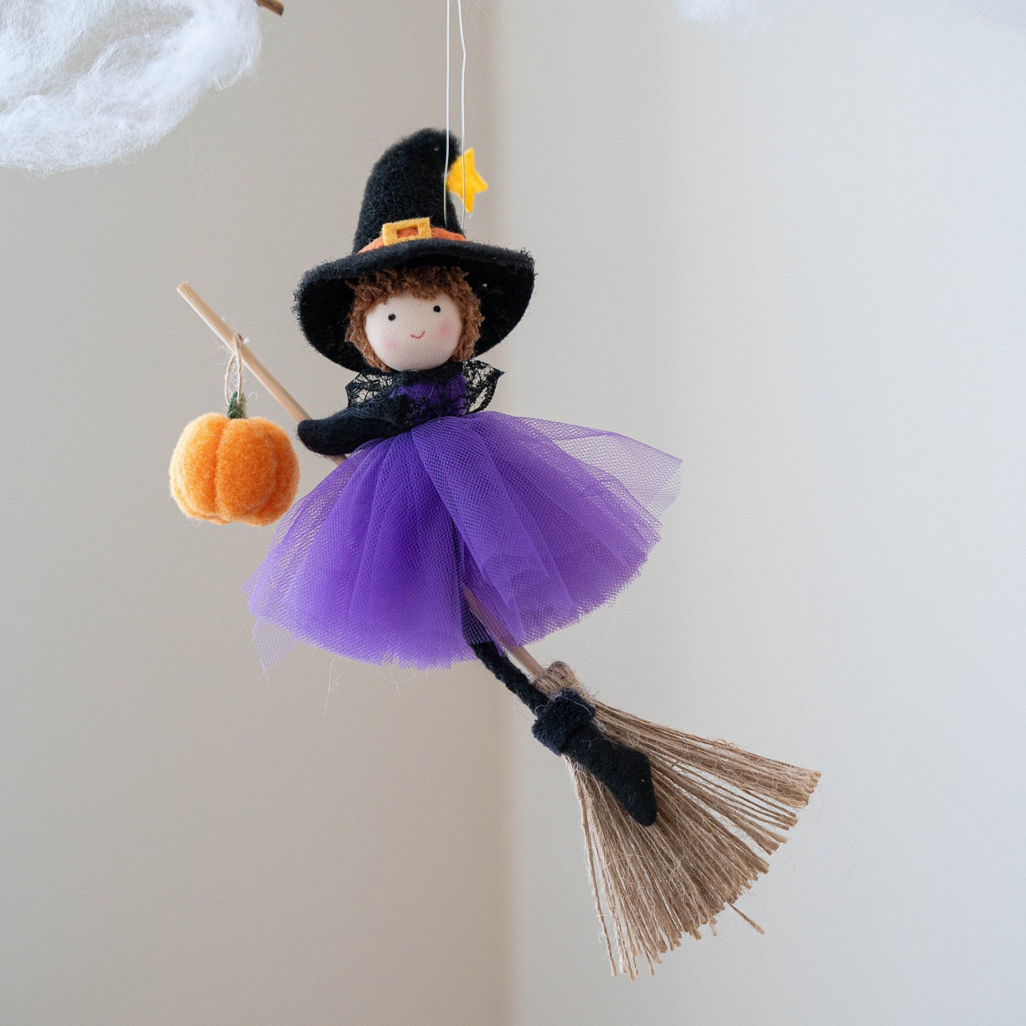 Halloween Broom Girl Angel Pendant Spooky Party Decoration Ornament